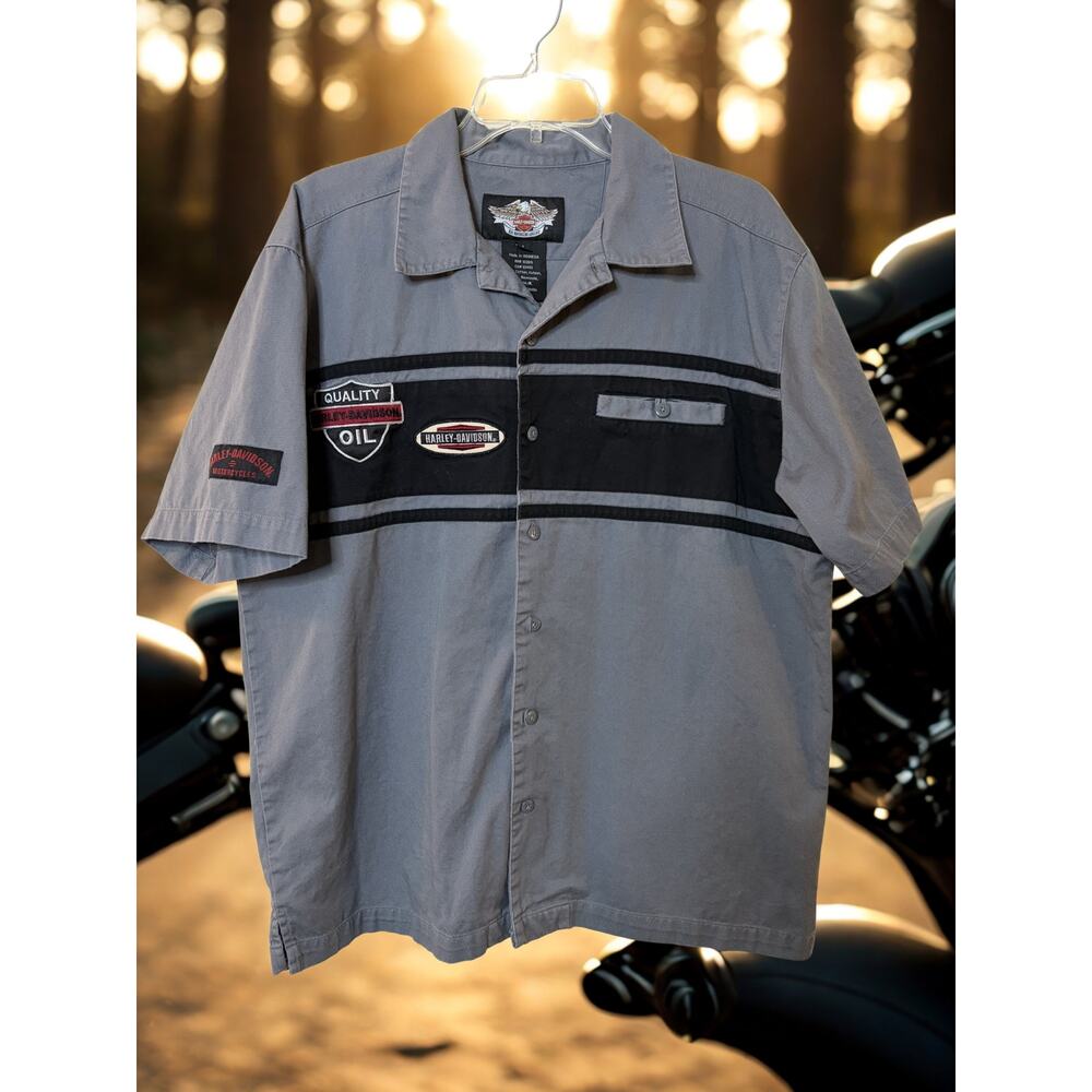 VTG HARLEY DAVIDSON Grey Short-Sleeve Sz Large